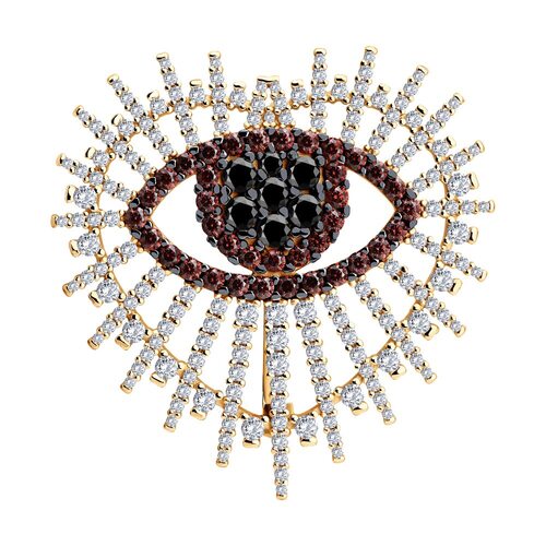 Брошь с фианитами из серебра 925 пробы