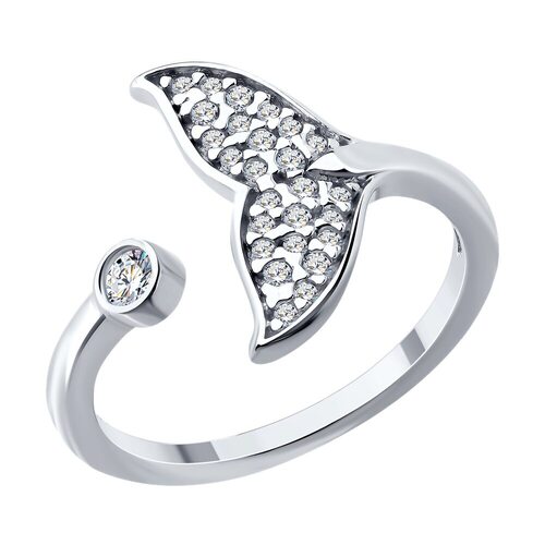 Кольцо "Хвост" с фианитами из серебра 925 пробы