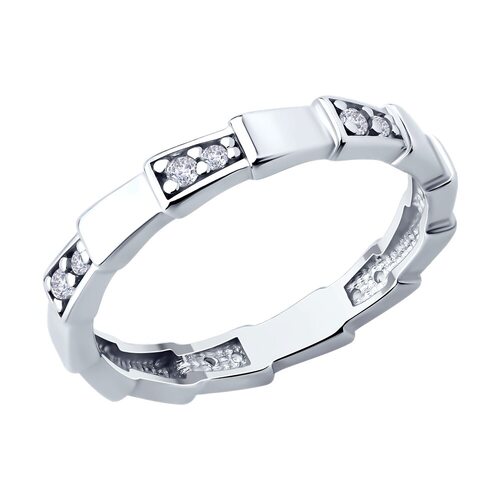 Кольцо "Змея" с фианитами из серебра 925 пробы