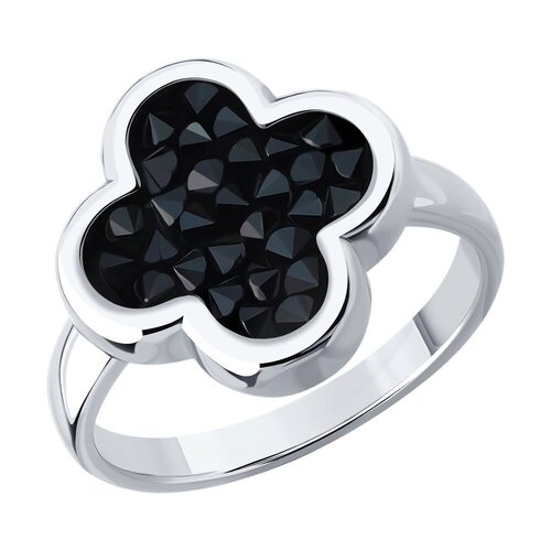 Кольцо "Клевер" с кристальной тканью из серебра 925 пробы