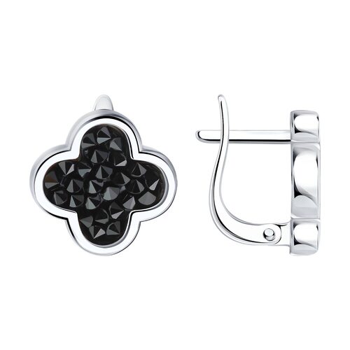 Серьги с кристальной тканью из серебра 925 пробы