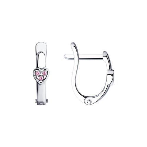 Серьги "Сердца" с фианитами из серебра 925 пробы