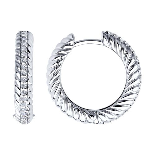 Серьги с фианитами из серебра 925 пробы