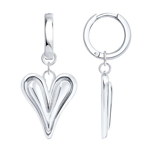 Серьги "Сердца" из серебра 925 пробы