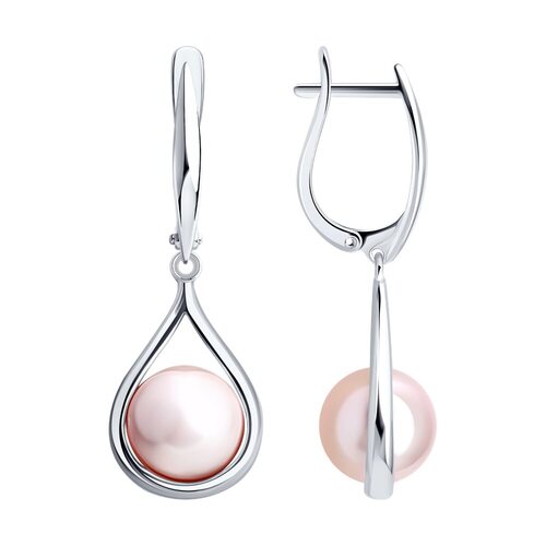 Серьги с жемчугом из серебра 925 пробы