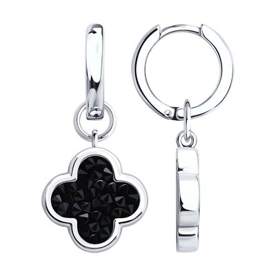 Серьги с кристальной тканью из серебра 925 пробы