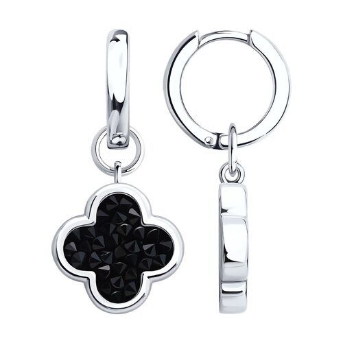 Серьги с кристальной тканью из серебра 925 пробы