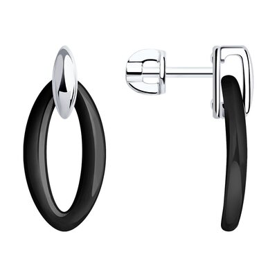 Серьги с керамикой из серебра 925 пробы