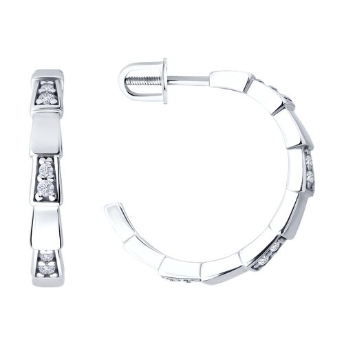 Серьги "Змеи" с фианитами из серебра 925 пробы