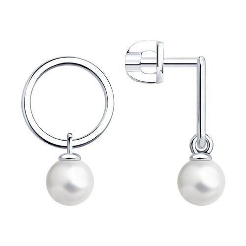 Серьги с жемчугом из серебра 925 пробы