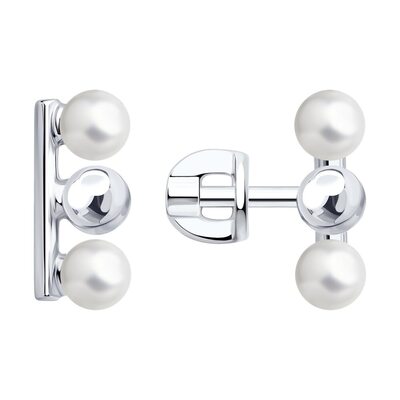 Серьги с жемчугом из серебра 925 пробы