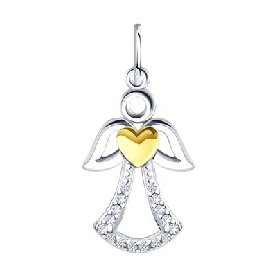 Подвеска "Ангел" с фианитами из серебра 925 пробы с позолотой