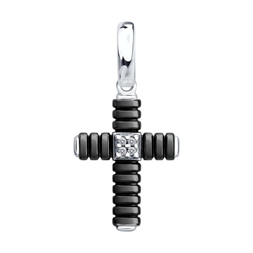 Подвеска "Крест" с фианитами из серебра 925 пробы