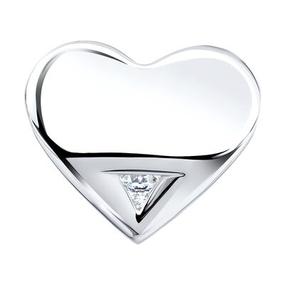 Подвеска "Сердце" с фианитом из серебра 925 пробы