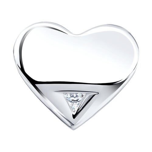 Подвеска "Сердце" с фианитом из серебра 925 пробы