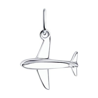 Подвеска "Самолет" из серебра 925 пробы