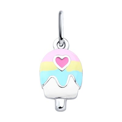 Подвеска "Мороженое" с эмалью из серебра 925 пробы