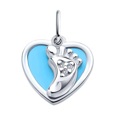 Подвеска с фианитами и эмалью из серебра 925 пробы