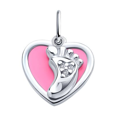 Подвеска с фианитами и эмалью из серебра 925 пробы