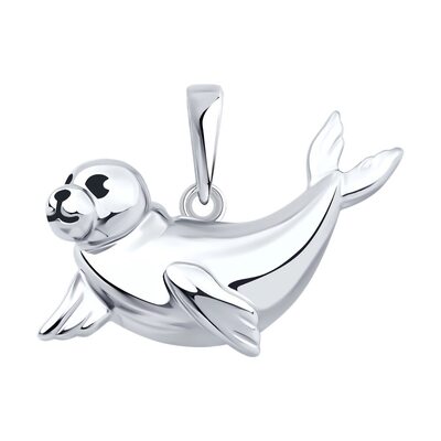 Подвеска "Тюлень" с эмалью из серебра 925 пробы