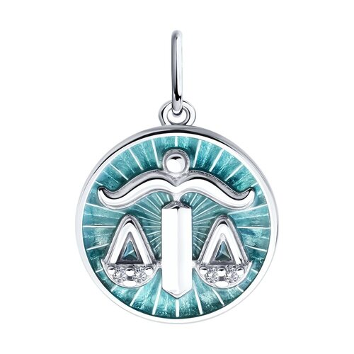 Подвеска "Весы" с фианитами и эмалью из серебра 925 пробы