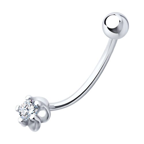 Пирсинг с фианитом из серебра 925 пробы