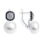 Серьги с жемчугом, фианитами и шпинелью из серебра 925 пробы