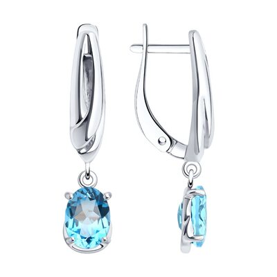 Серьги с топазом из серебра 925 пробы