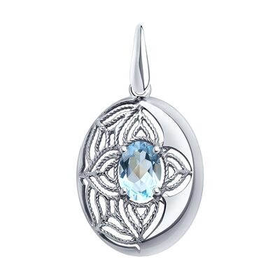 Подвеска с топазом из серебра 925 пробы