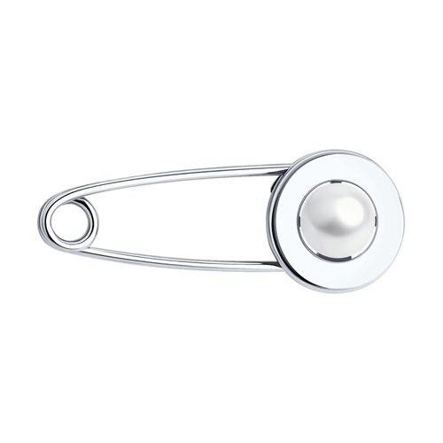 Брошь с жемчугом из серебра 925 пробы