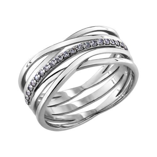 Кольцо с фианитами из серебра 925 пробы