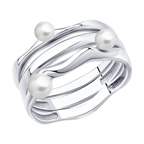 Кольцо с жемчугом из серебра 925 пробы