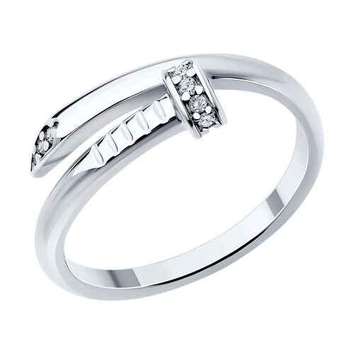 Кольцо "Гвоздь" с фианитами из серебра 925 пробы