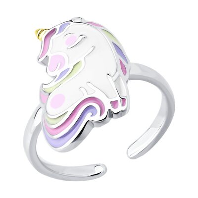 Кольцо "Единорог" с эмалью из серебра 925 пробы