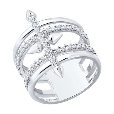 Кольцо с фианитами из серебра 925 пробы