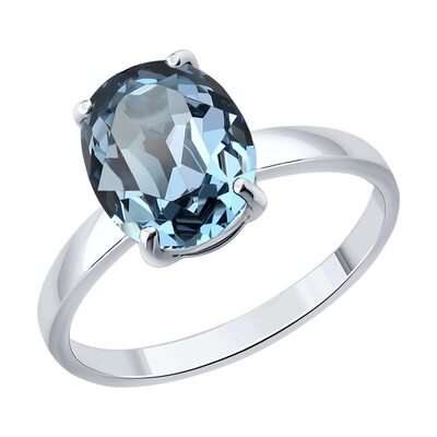 Кольцо с кристаллом из серебра 925 пробы