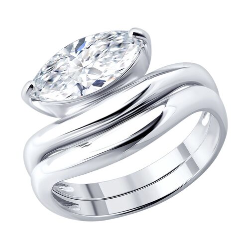 Кольцо с фианитом из серебра 925 пробы