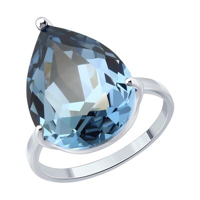 Кольцо с кристаллом из серебра 925 пробы