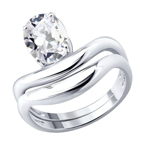 Кольцо с фианитом из серебра 925 пробы