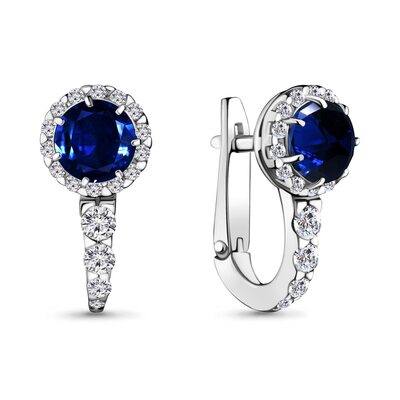 Серьги с сапфирами и бриллиантами из белого золота 585 пробы