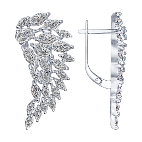 Серьги с фианитами из серебра 925 пробы 