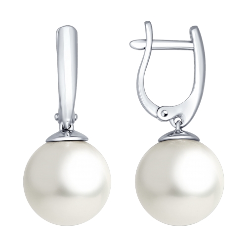 Серьги с жемчугом из серебра 925 пробы