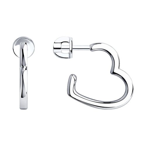 Серьги "Сердце" из серебра 925 пробы