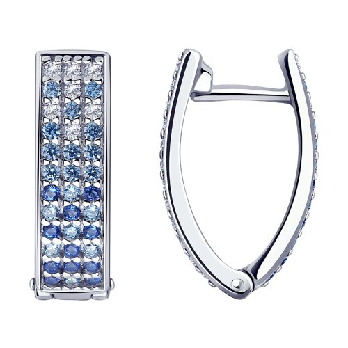 Серьги с фианитами из серебра 925 пробы 