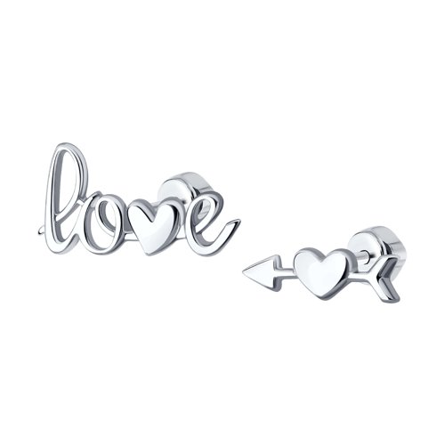 Серьги "Love" из серебра 925 пробы