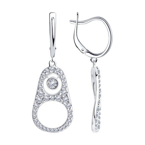 Серьги "Ключ-кольцо" с фианитами из серебра 925 пробы