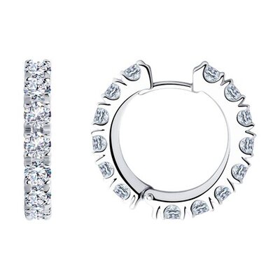 Серьги с фианитами из серебра 925 пробы