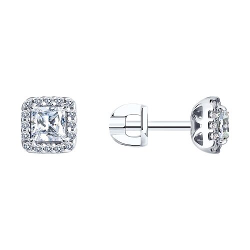 Серьги с фианитами из серебра 925 пробы