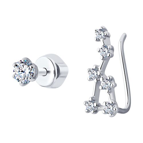 Серьги "Созвездие" с фианитами из серебра 925 пробы