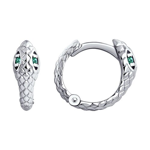 Серьги "Змеи" с фианитами из серебра 925 пробы